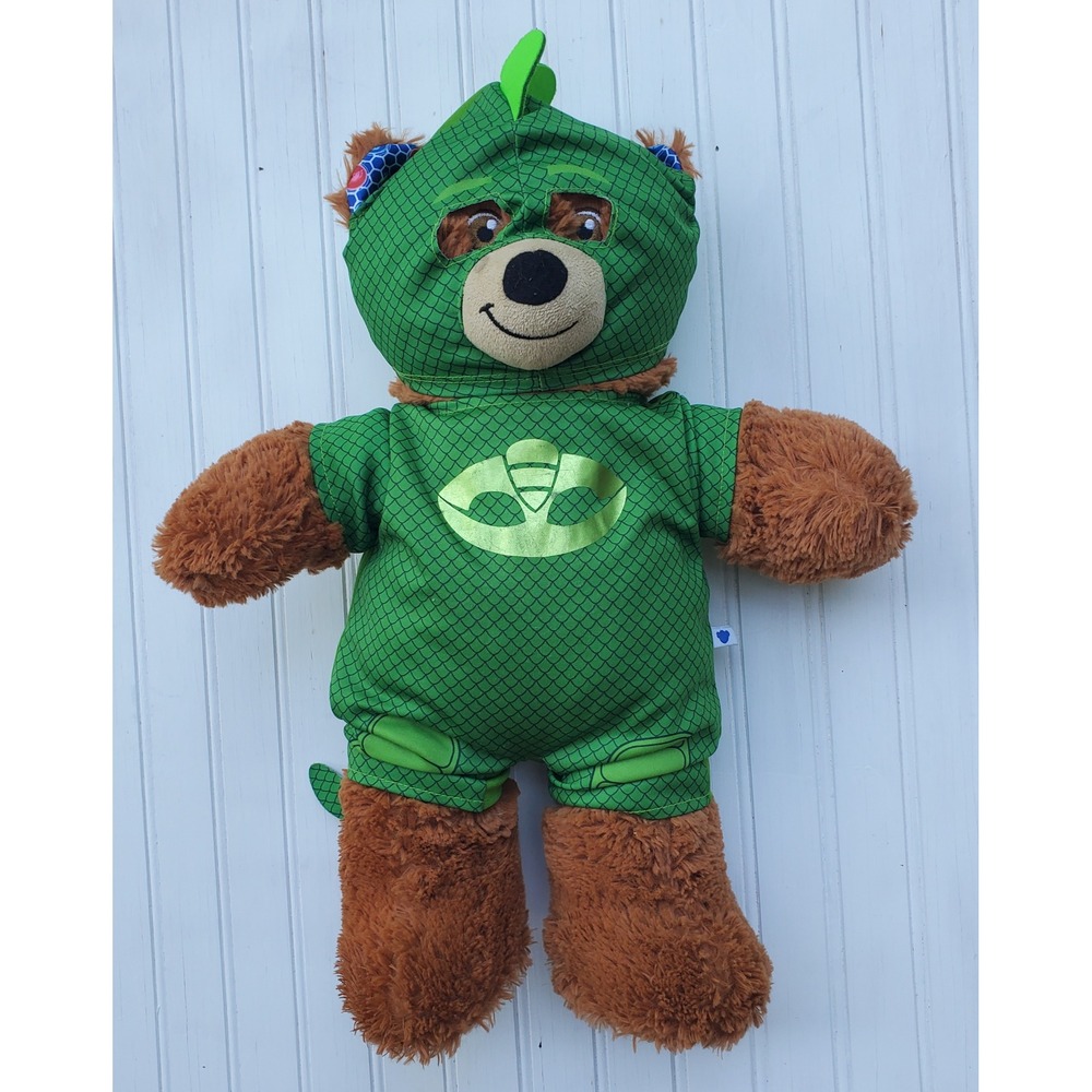 Build-A-Bear PJ Masks Gekko Teddy Bear Plush Brown Green‎ Superhero Costume